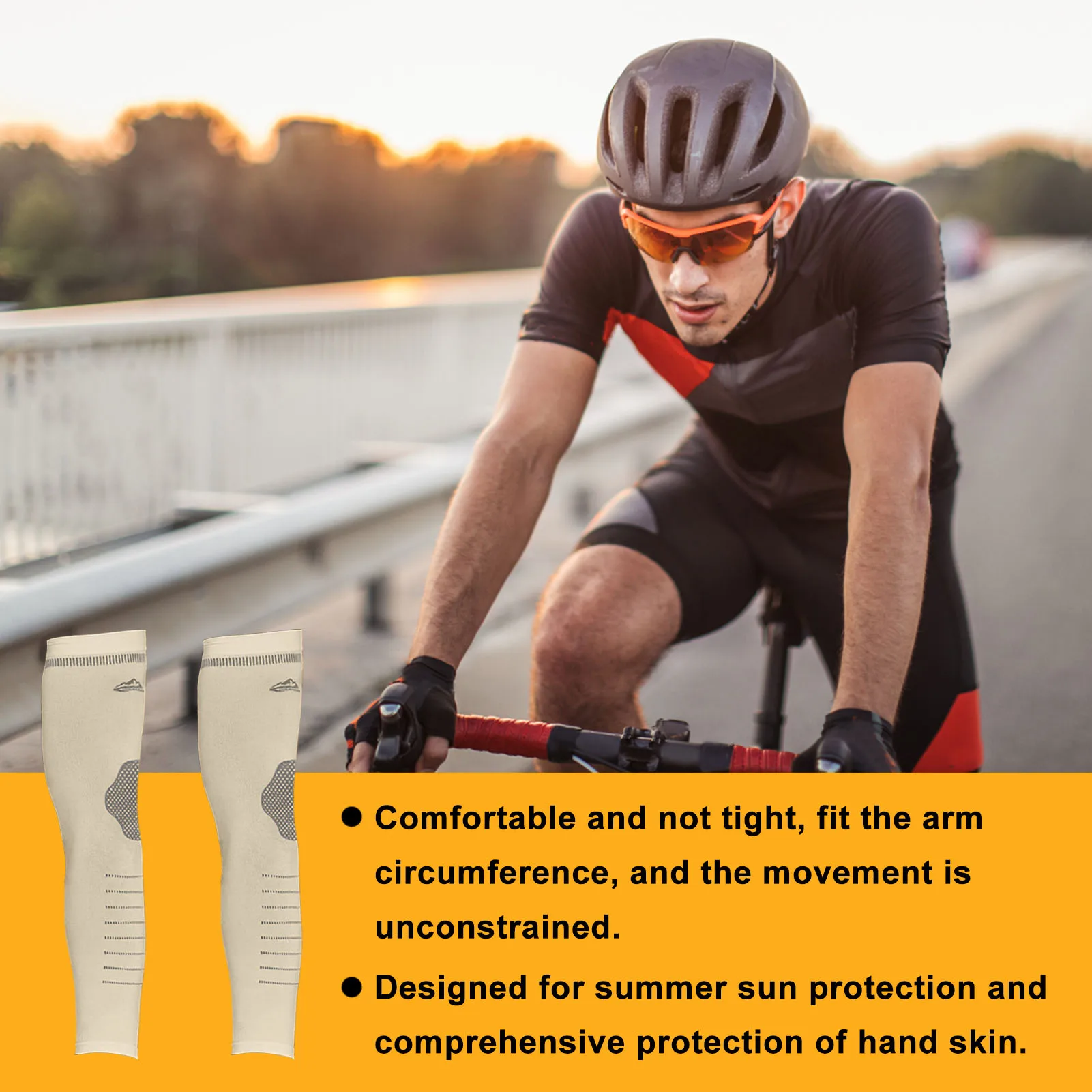 Cooling Sun Sleeves UV Protection Arm Sleeves Ice Silk Arm Cooling Sleeves UPF 50 Sports Sleeves Compression Arm Cover For Men