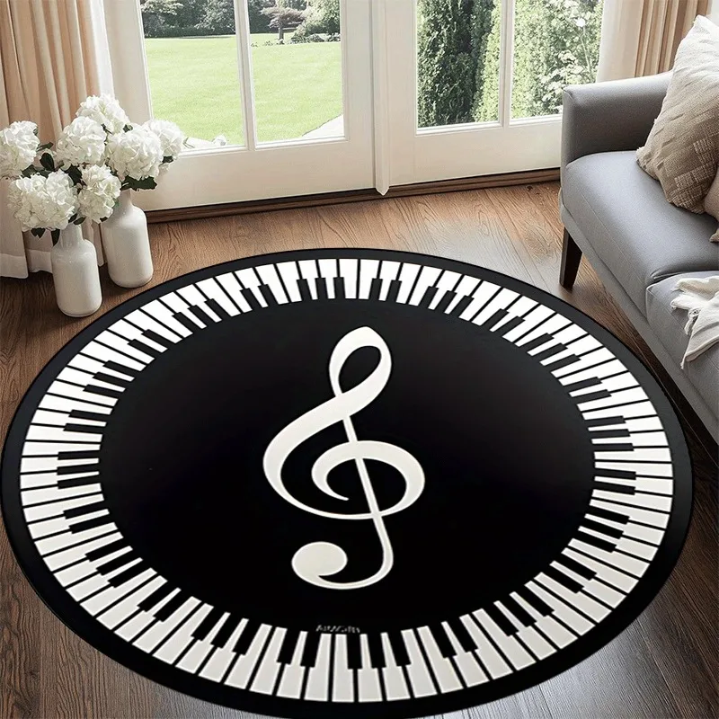 Tapis rond musical CD pour salon, décoration pour adolescents, tapis antidérapant, coussin de chaise, tapis ronds pour chambre à coucher, tapis au design musical