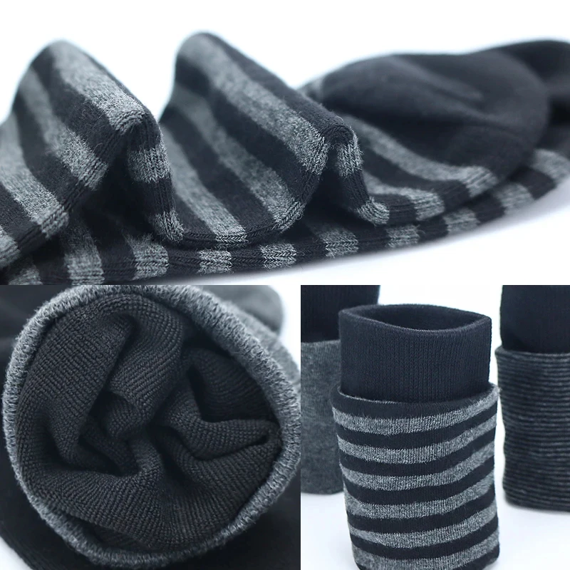 5 Pairs Large Size Fashion Business Men Socks High Quality Stripe Black Gray Pure Men Cotton Sports Socks Size EU41-48