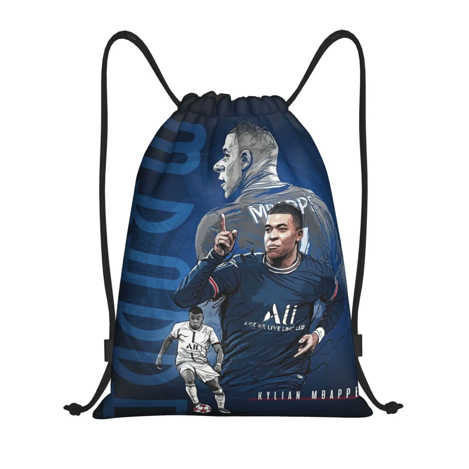 Custom Mbappes French Drawstring Backpack Bags Men Women Lightweight KM Football Pop Art Gym Sports Sackpack Sacks for Yoga