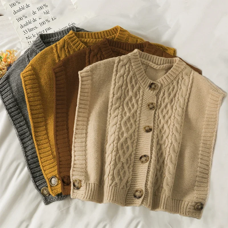 Women Vintage Fall Sweater Vest Cashmere Single-breasted Casual Knit Cardigan Vest Sleeveless Winter Loose Sweater Waistcoat Y2K