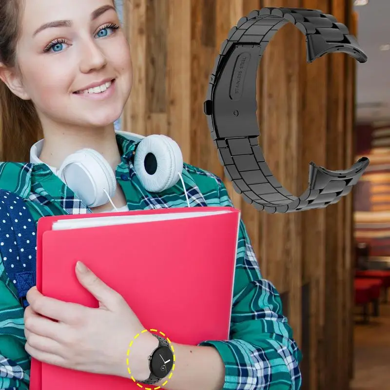 ไม่มีช่องว่างคลาสสิกหัวเข็มขัดโลหะสแตนเลสสำหรับ Google Pixel สายนาฬิกาข้อมือสำหรับ Pixel นาฬิกาสร้อยข้อมือสมาร์ท Watchband