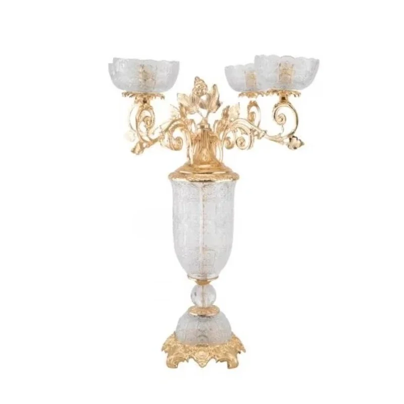 Luxury Crystal and Gold Solid Brass Candlestick