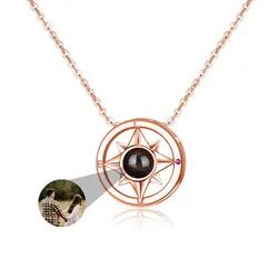 Compass Necklace With Picture Inside Picture Necklace Personalized Photo Projection Necklace Silver Customized Memorial Gifts