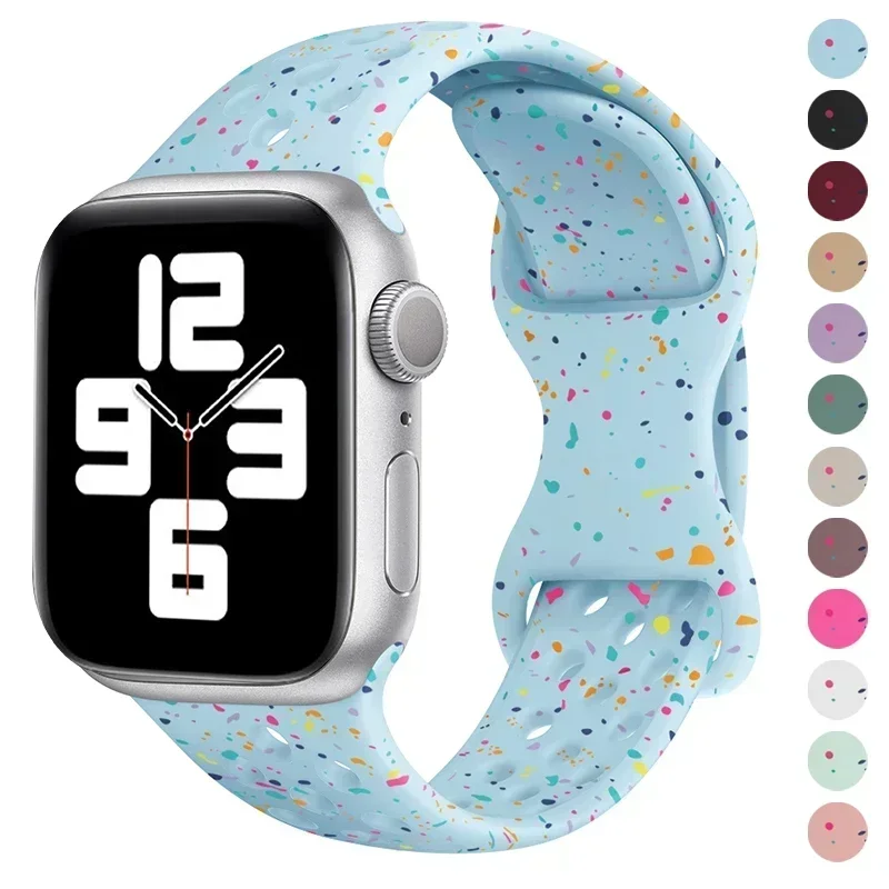 Sport Siliconen Band Voor Horlogeband 40Mm 41Mm 45Mm 44Mm 38Mm 49Mm Ademende Armband Iwatch Serie 9 8 7 6 5 3 Se Ultra 2