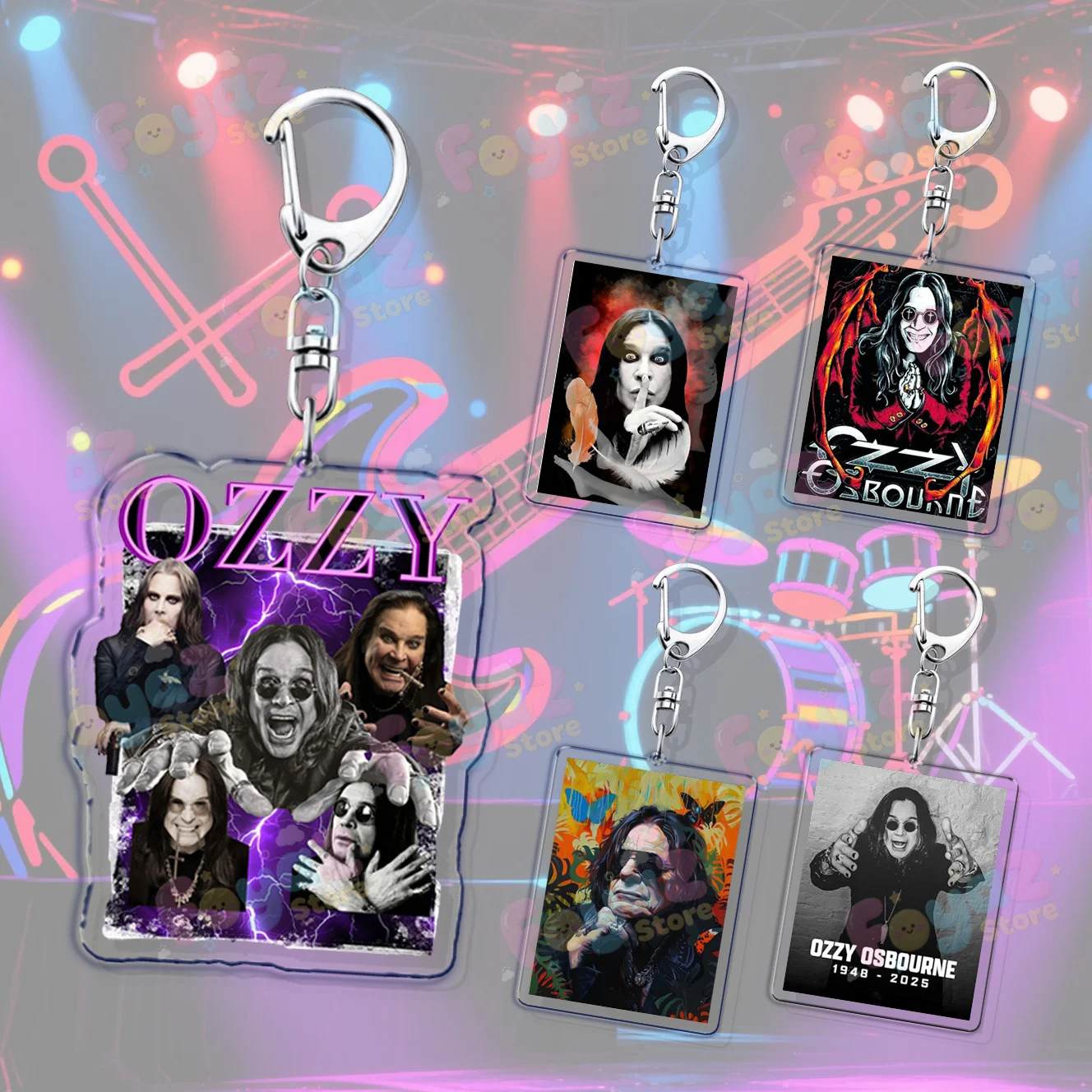 المملكة المتحدة الموسيقى روك ستار Ozzy المفاتيح Llavero اكسسوارات حقيبة الثقيلة المعادن الموسيقى Fanart المرأة Keyrings المشجعين هدية