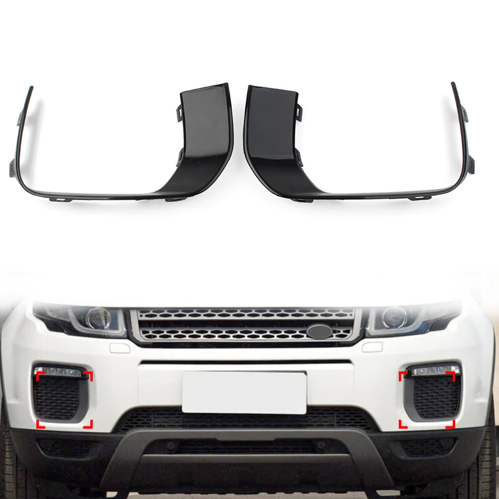 Car Front Bumper Fog Light Surround Trim Left+Right 2Pcs For Land Rover Range Rover Evoque L538 2016 2017 2018 2019 Gloss Black