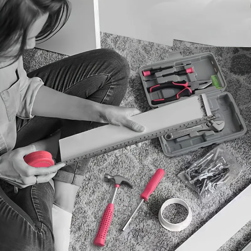 مجموعة أدوات إصلاح المنزل مع مفك براغي مطرقة نائب في صندوق الأدوات - أدوات منزلية شاملة لمشاريع DIY #4