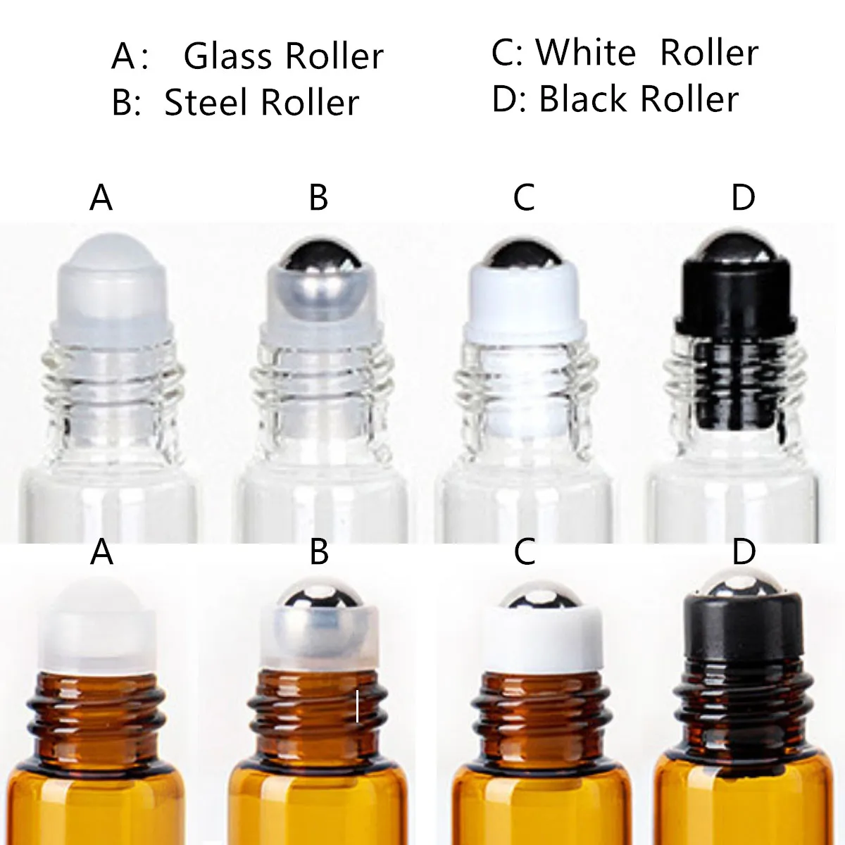 50X 5ml 10ml MIX Color Glass Essential Oil Roller Bottles Perfume Roll on Ball Sample Size Mini Travel Portable Refill