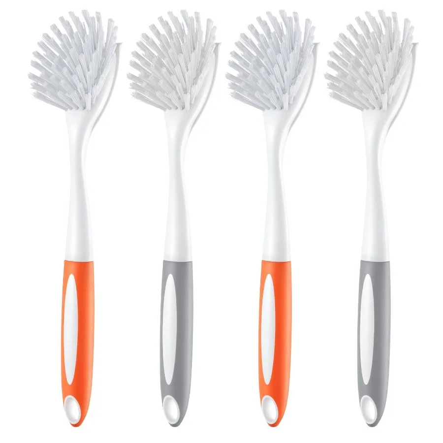 

Dish Brush 4 Pack Kitchen Scrub Brushes with PP Handle Dish Cleaning Brushes with Curved Bristles Ideal for Pots Pans Sink and
