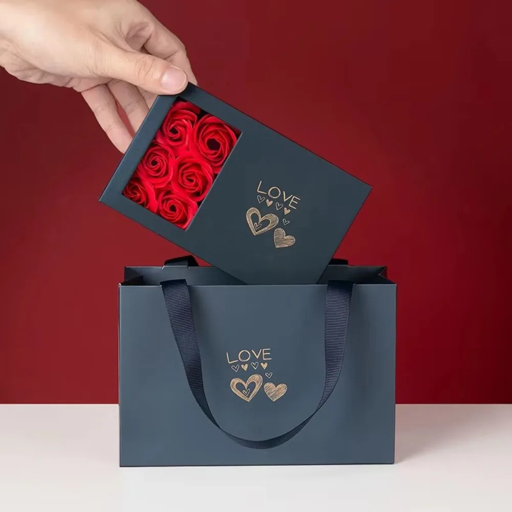 Valentine's Day Eternal Roses Gift Box Window Opening Six Rose Ring Box Birthday Gifts Eternal Flower Pendant Necklace Box