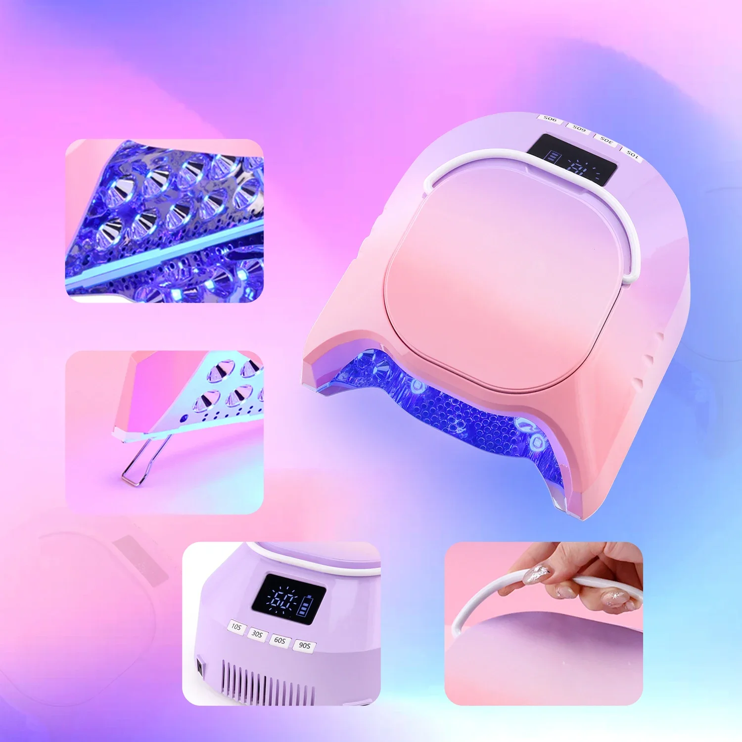 Plug In Professional Curing Lamp Cordless UV LED Nail Lamp 86W Faster Gel Nail Dryer Automatic Sensor