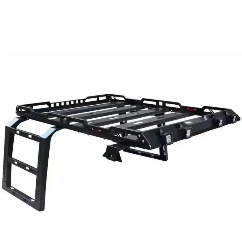 For Jeep Wrangler JK JL 2/4 Door Roof Rack w/ LED Light Ladder Luggage Rack Mount Kit Cargo Basket