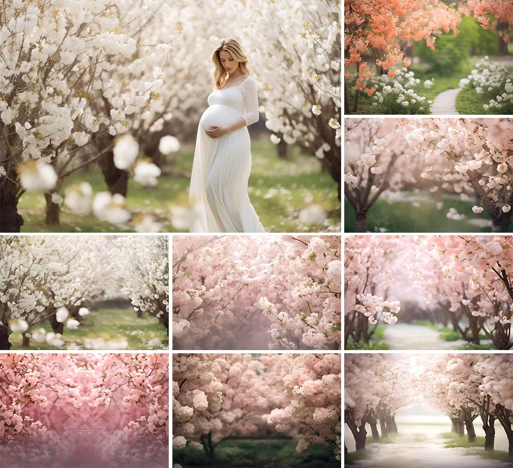 

Mehofond Photography Background Spring Cherry Blossom Flower Garden Adult Birthday Wedding Portrait Decor Backdrop Photo Studio