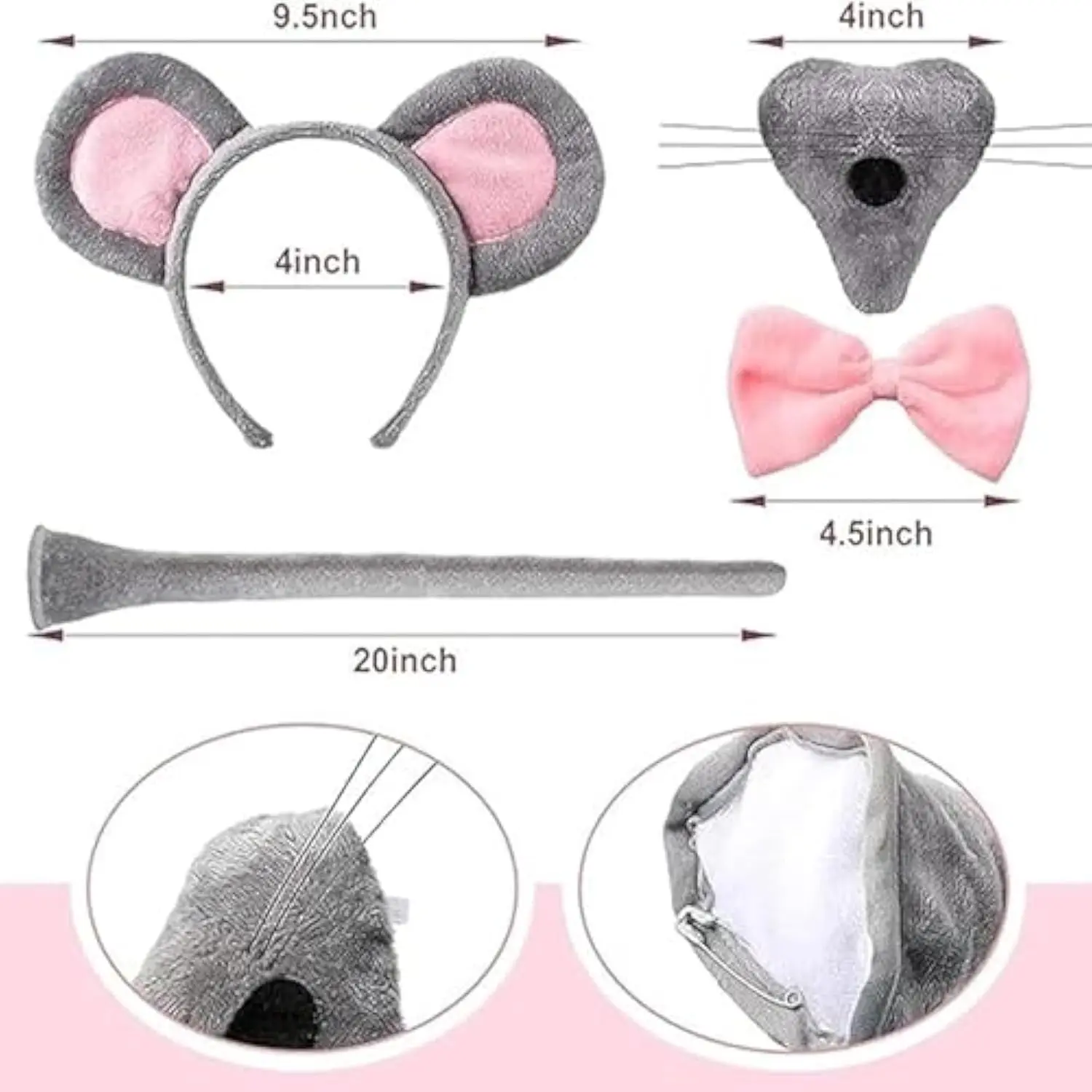 어린이 및 성인을 위한 마우스 의상 세트 - 할로윈, 코스프레, 카니발, 세계 도서의 날을 위한 모피 동물 의상 액세서리