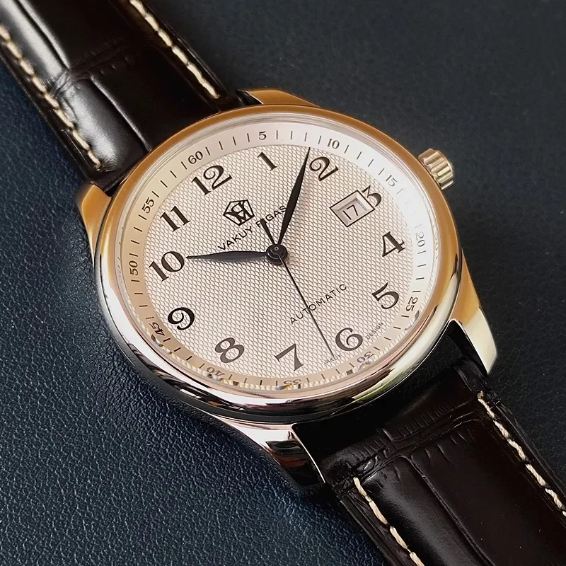 

Автоматические механические часы Vakuy, мужские деловые благоприятные циферблаты, чайка ST2130, механизм с синей стрелкой, водонепроницаемые мужские