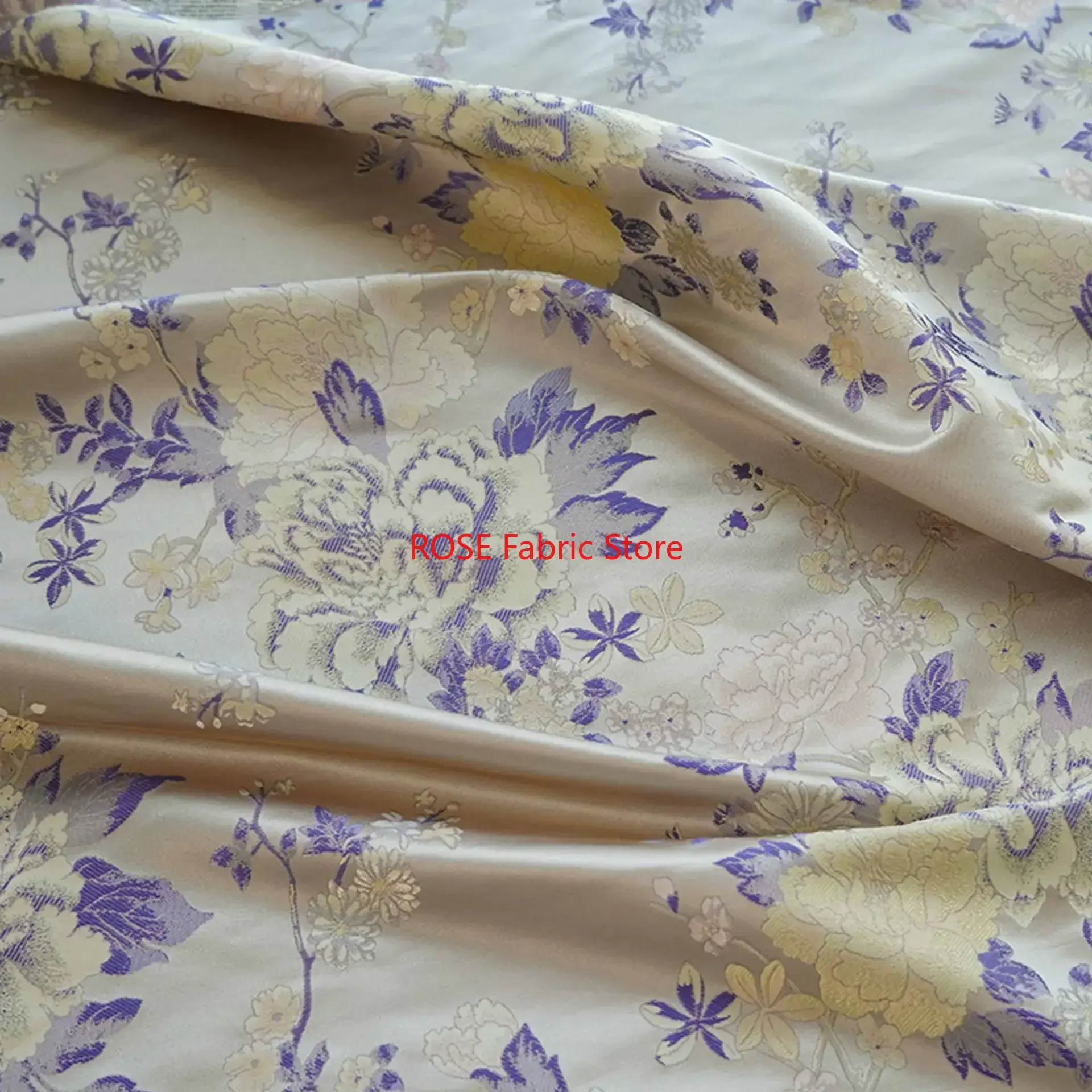 

1-метровая парча в китайском стиле с шелковым цветком, жаккардовая ткань, классическое платье, жилет Cheongsam, занавеска, декоративная швейная ткань