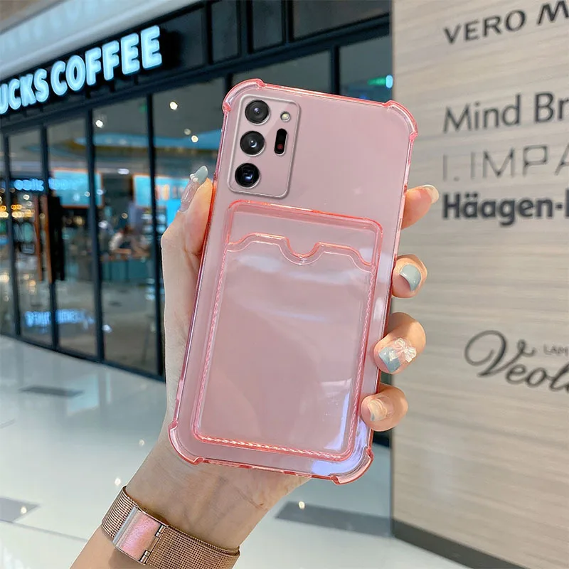 Card Bag Wallet Clear Phone Case For Samsung Galaxy A52 A72 A42 A32 A22 5G A12 A51 A71 A21S A30S A50 Soft Corners Bumper Cover