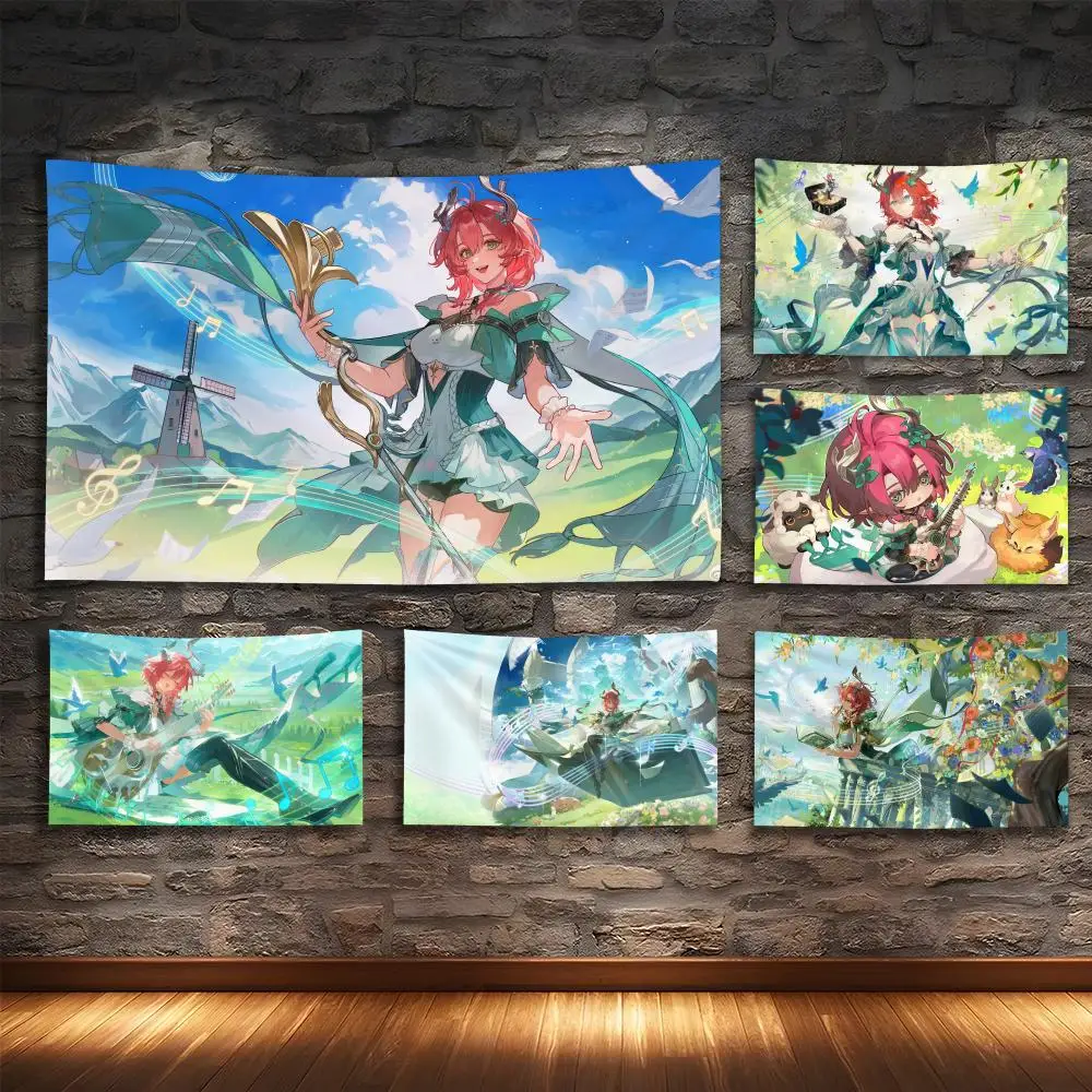 

Ciaccona Wuthering Waves Tapestry Custom Living Bedroom Party Dormitory Interior Wall Bohemian Decoration Attached Clip