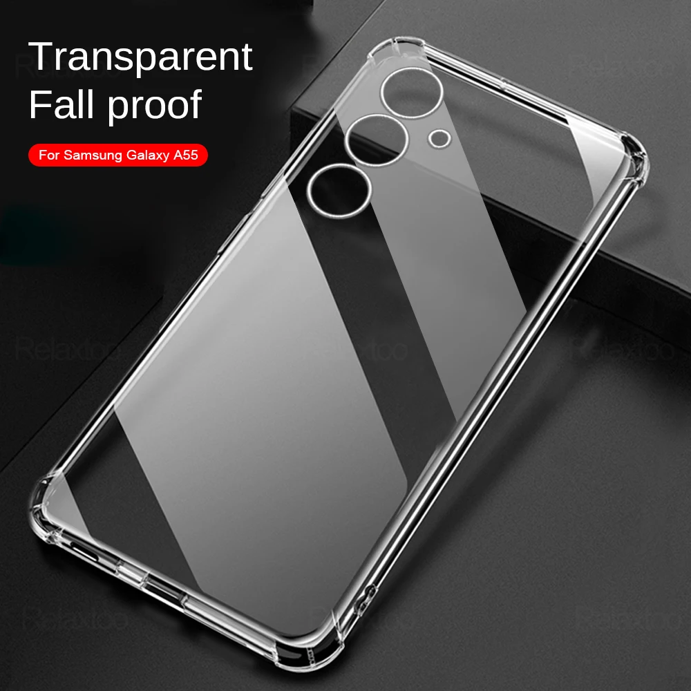 For Samsung Galaxy A55 A35 A25 A15 5G Clear TPU Soft Lens Protect Case Airbag Anti-fall shell Bumper SamsungA55 A14 A24 A34 A54