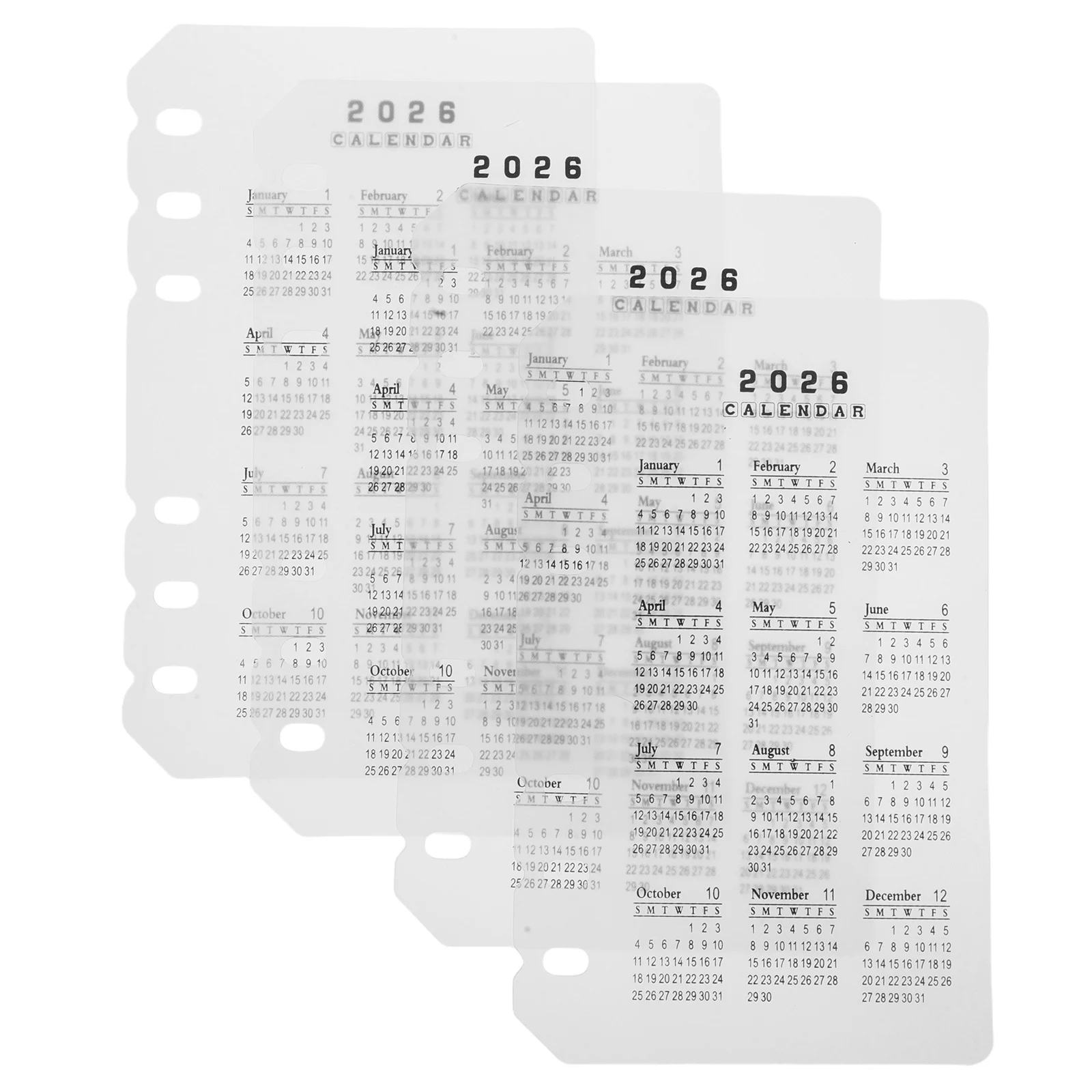 

4pcs 2026 Frosted Plastic Calendar Binder Dividers Matte Finish Refillable Pp Index Dividers For Monthly Planners Office School