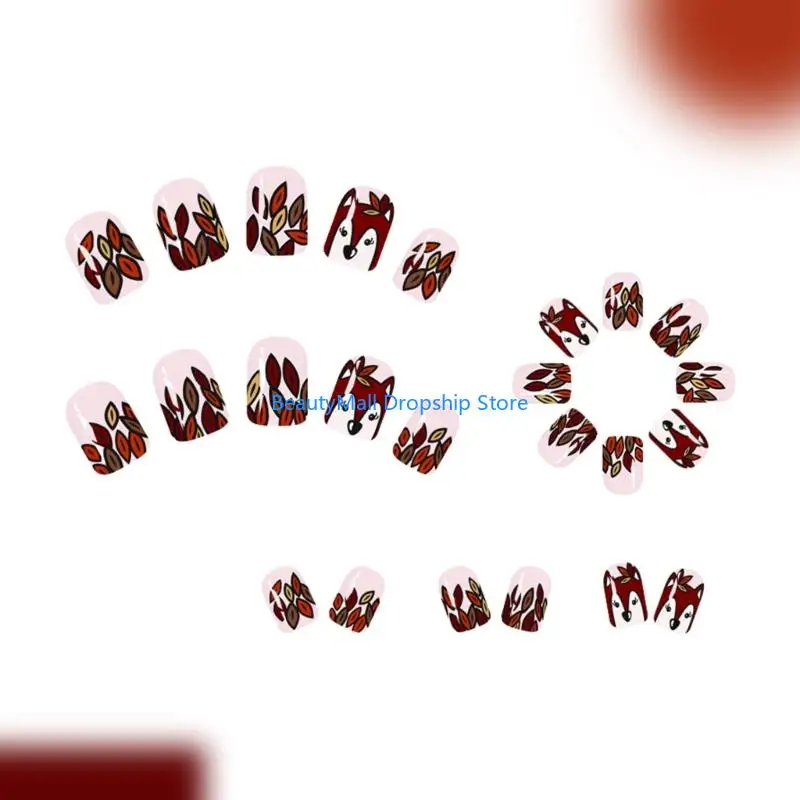 40JD Glossy Squirrel Artificial Tips Rectangular Artificial Fingernails Press on