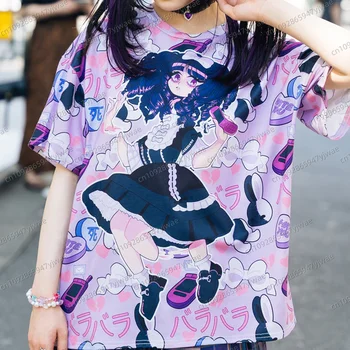 BaraBara 可愛卡哇伊 Yami 印花女短袖T卹 夏季休閒3D印花 夏季可愛男士運動上衣T卹 10 最佳銷售 暗黑可愛風服裝 - №3
