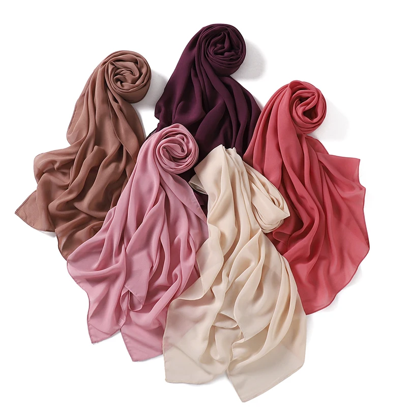 Donne musulmane Chiffon Hijab scialli sciarpa modale Jersey di cotone Hijab pianura morbida per donna musulmana Voile Head Wraps 70*180cm islamico