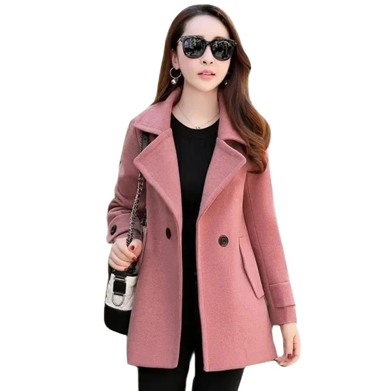 

Women's Woolen Coat 2023 Spring Autumn New Ladies Fashion Temperament Slim Short Female Basic Jacket Solid Color Outwear X141