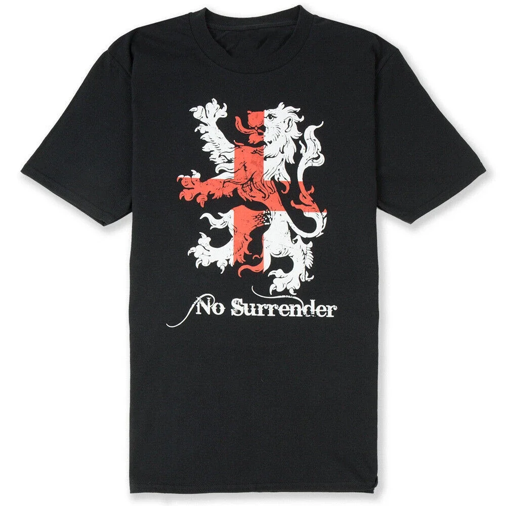 

England Lion No Surrender - St George's Day, Flag, Available Up To 3XL Men's 100% Cotton Casual T-shirts Loose Top Size S-3XL