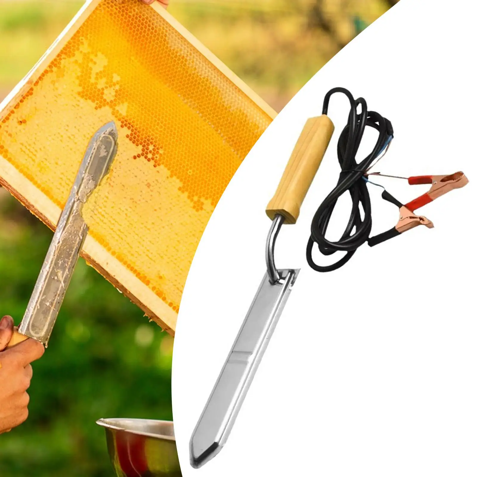 

Electric Honey Cutter Farm Cakes Wood Handle Honey Uncapping Cutter Tool Portable Easy to Use Bee Tools Electric Uncapping Knife