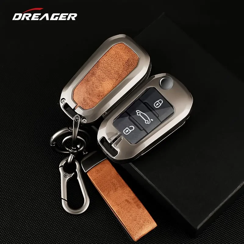 

Car Key Case Cover for Citroen C3 C5 C4 Grand Picasso Cactus Aircross Pallas C2 X7 Zinc Alloy Leather Shell Fob for Peugeot 3008