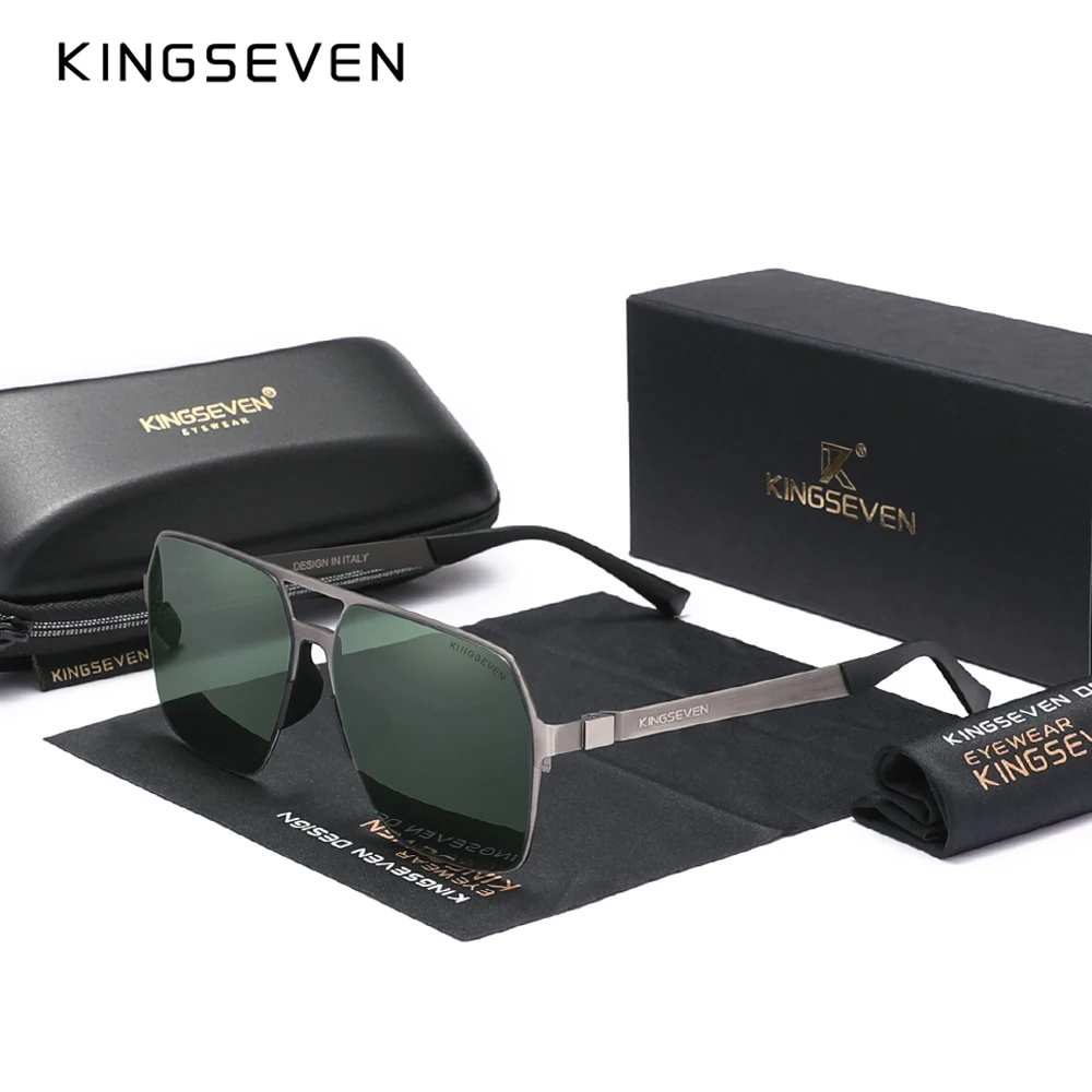 

KINGSEVEN Polarized New Fishing Driving Men's Sunglasses Ultra Thin Temples Pilot Sun Glasses De Sol UV400