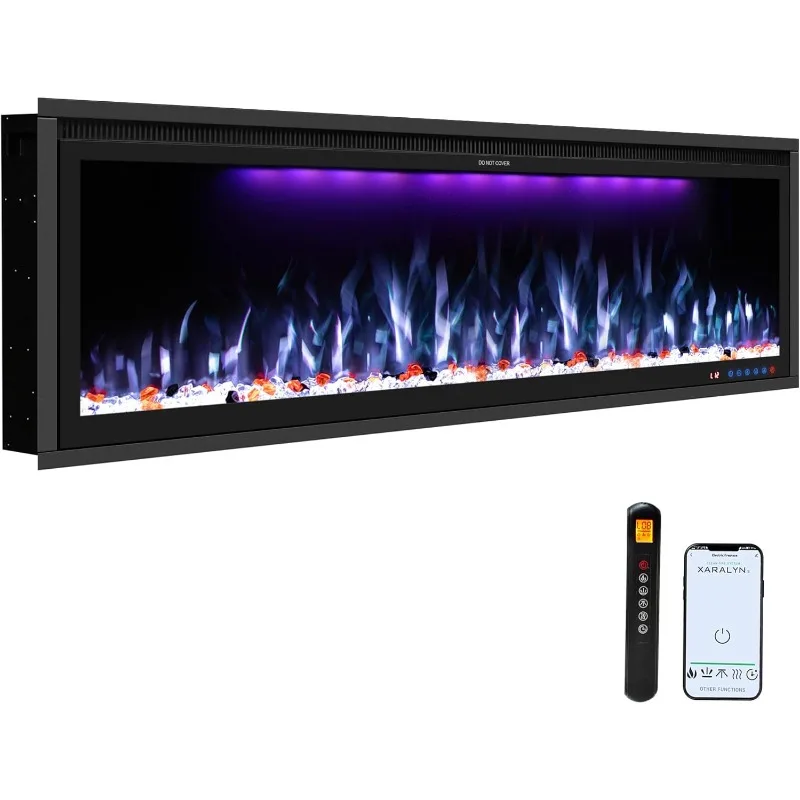 

50'' WiFi-Enabled Electric Fireplace Insert - Alexa & App Control, 13 * 13 * 3 Color Combinations, Smart Fireplace Heater, Timer