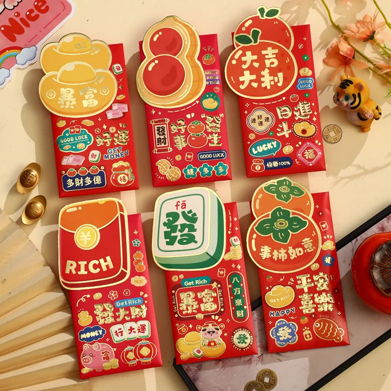 6Pcs Creative Snake Year Red Envelope Chinese New Year Lucky Money Packet Cartoon Spring Festival Red Packets Children Gifts