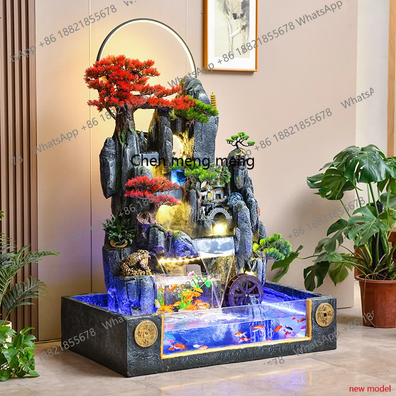 h178Outdoor large rockery, fish pond landscaping, flowing water waterfall, fountain making money ornament,  company decoration