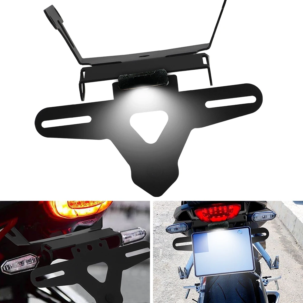 Motorcycle License Plate Holder Tail Light Bracket With LED Light For Honda CB650R CBR650 CBR 650R 2019 2020 2021 2022 2023