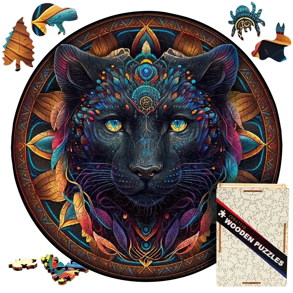 

Animals Wooden Jigsaw Puzzle Iq Games Black Panther Wild Animal Puzzle 3D Wood Puzzles Psychology Toys Leopard Pazzle Game child