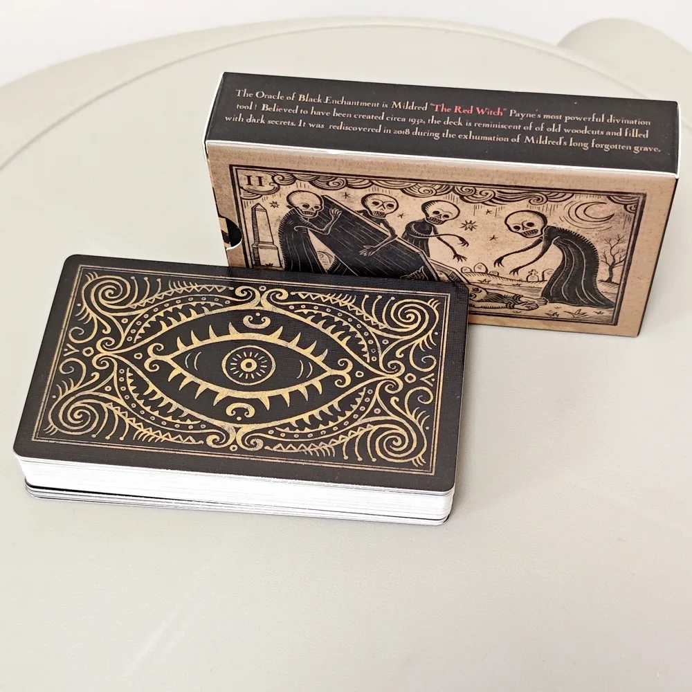 

Карты Таро Черная Магия Луна 52, фотографии 10,4*7,3 см Черный Очарование Payne's Двусторонний тисненый узор Коллекционная карта Подарок