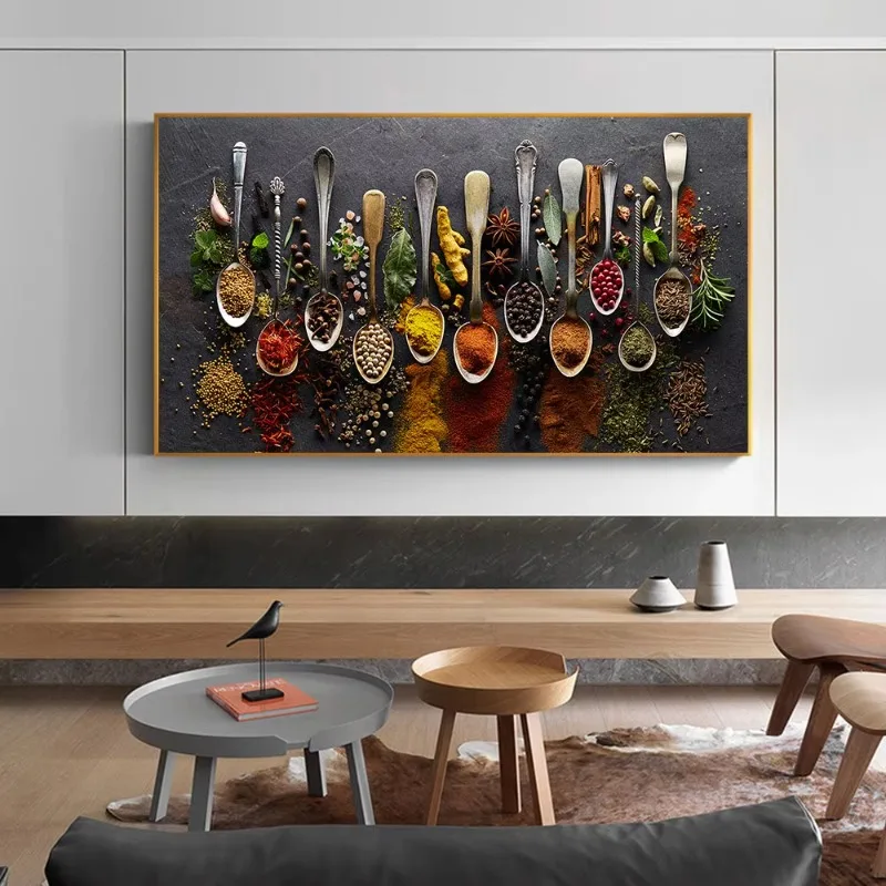 Grains Spices Spoon Peppers Canvas Painting Kitchen Decoration Posters Prints For Dining room Wall Art Pictures Home Art Decor
