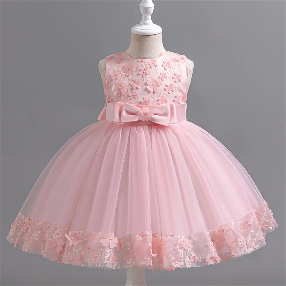 Baby Dresses For Girls Kids Wedding Bridesmaid Gown Toddler Tulle Birthday Princess Party Dress Infant Outfits Sleeveless Dress