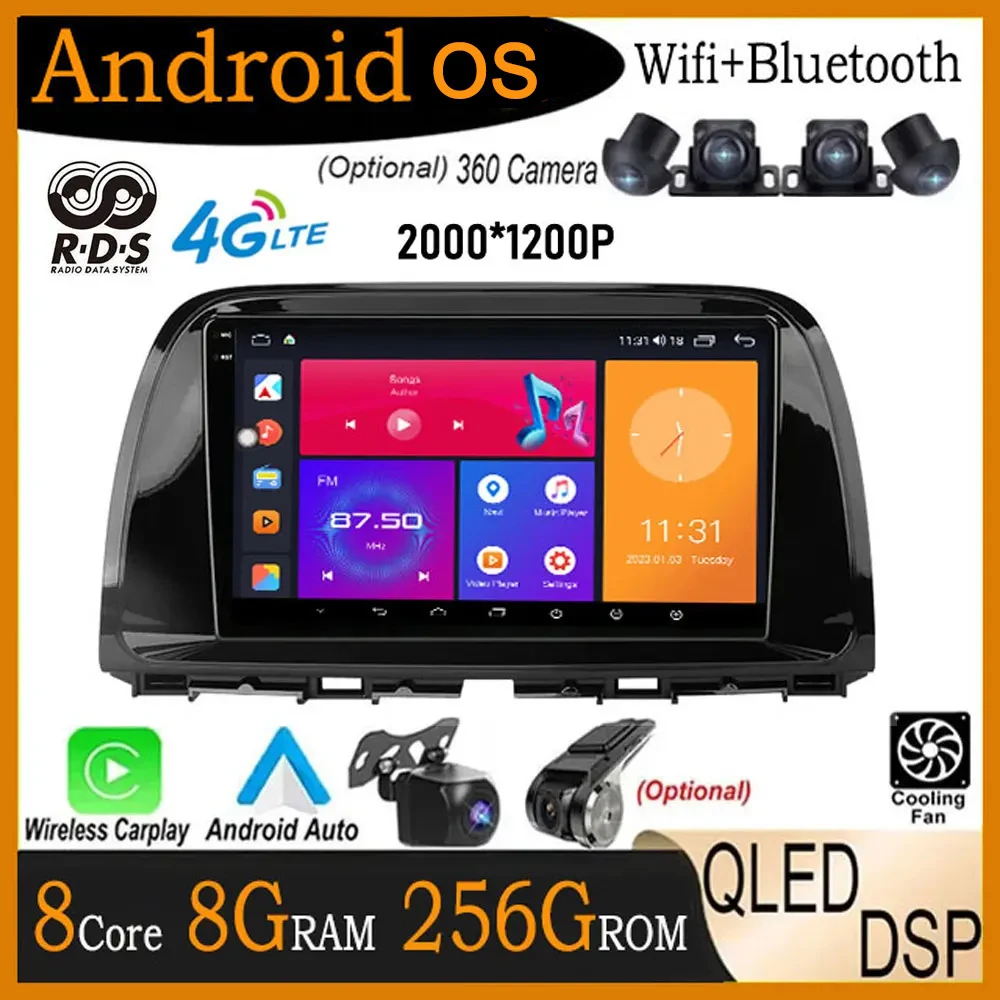 

4G+Wifi Android 14 carplay For Mazda CX 5 CX5 CX-5 2012-2016 Car Radio Multimedia Video Player Navigation Carplay Head Unit