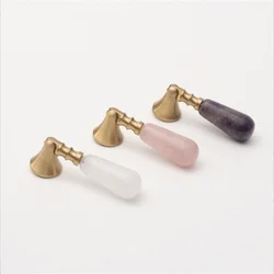 LCH Nordic Style Natural Pink Clear Purple Crystal Cabinet Knob Drawer Pull Furniture Handles  Simple life Clear Crystal