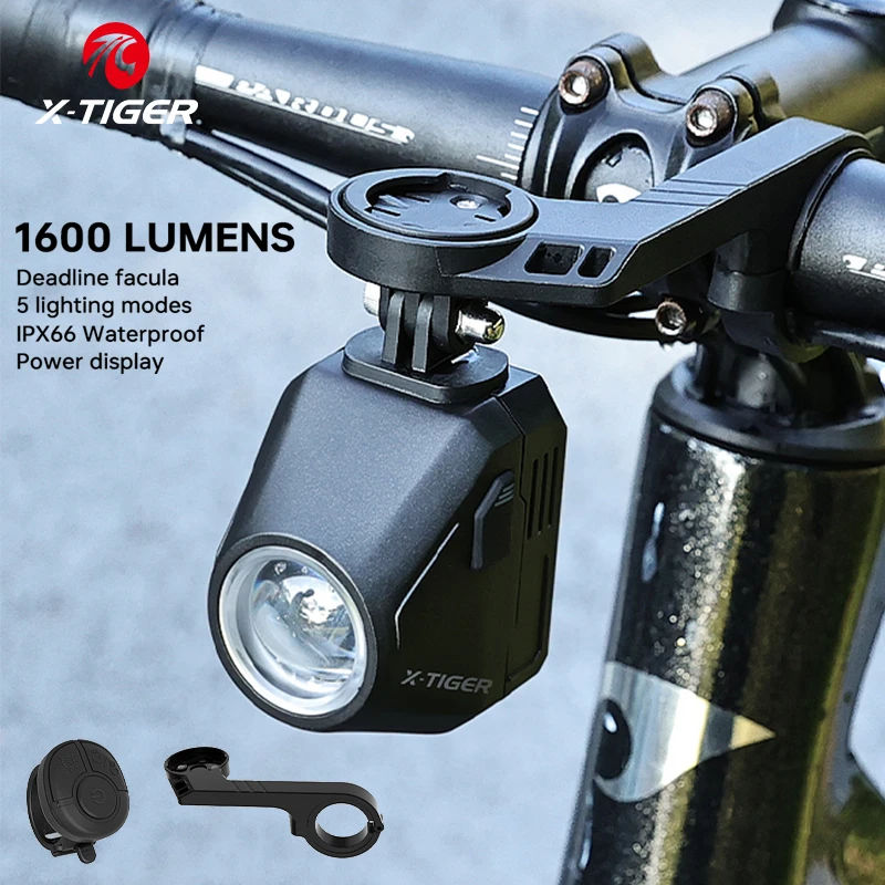 X-TIGER Bike Light 1600 Lumens High Brightness Wireless Remote Control Cycling Light IP66 Waterproof Bike Headlamp MTB Lantern