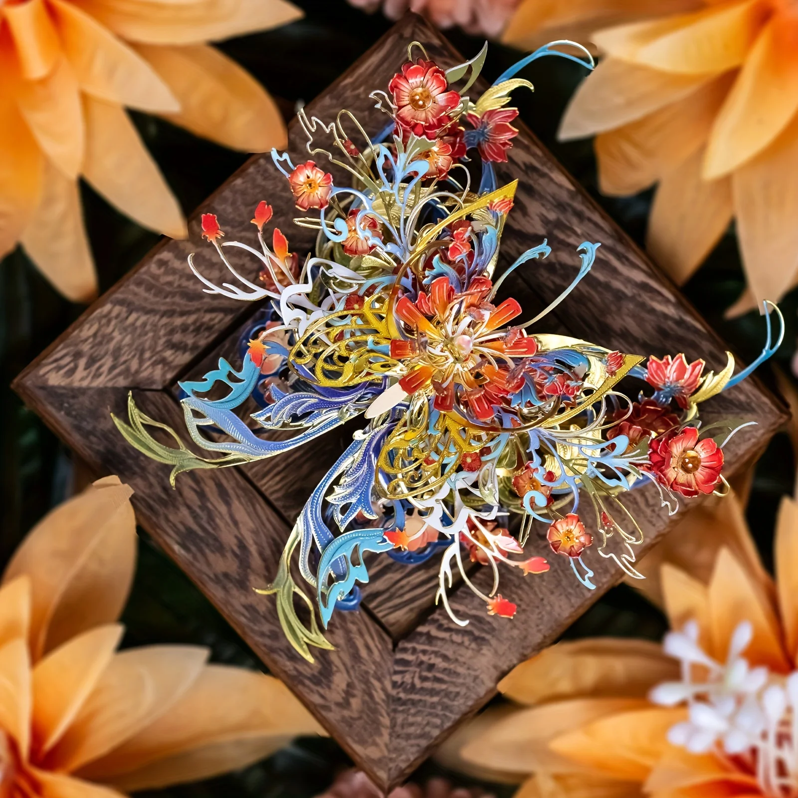 MU Butterfly Love Flower 3D Metal Jigsaw Puzzle, DIY puzzelspeelgoed, koelkastmagneet, bureaudecoratie, stressverlichtend, cadeau