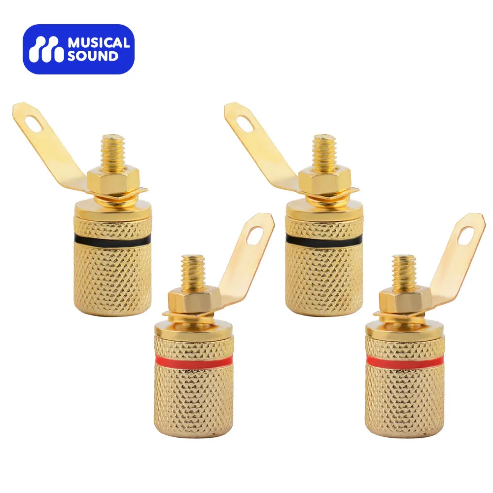 Musical Sound 4-Pack 4mm Banana Jack Binding Post Gold Plated Female Socket Plug Terminal Connector for Loudspeaker Amplifier