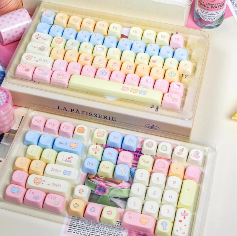 MiFuny Cute Bear Diary Theme Keycaps 139 klawiszy Profil MOA Keycap Niestandardowe nakładki na klawisze PBT do klawiatury mechanicznej Akcesoria do gier