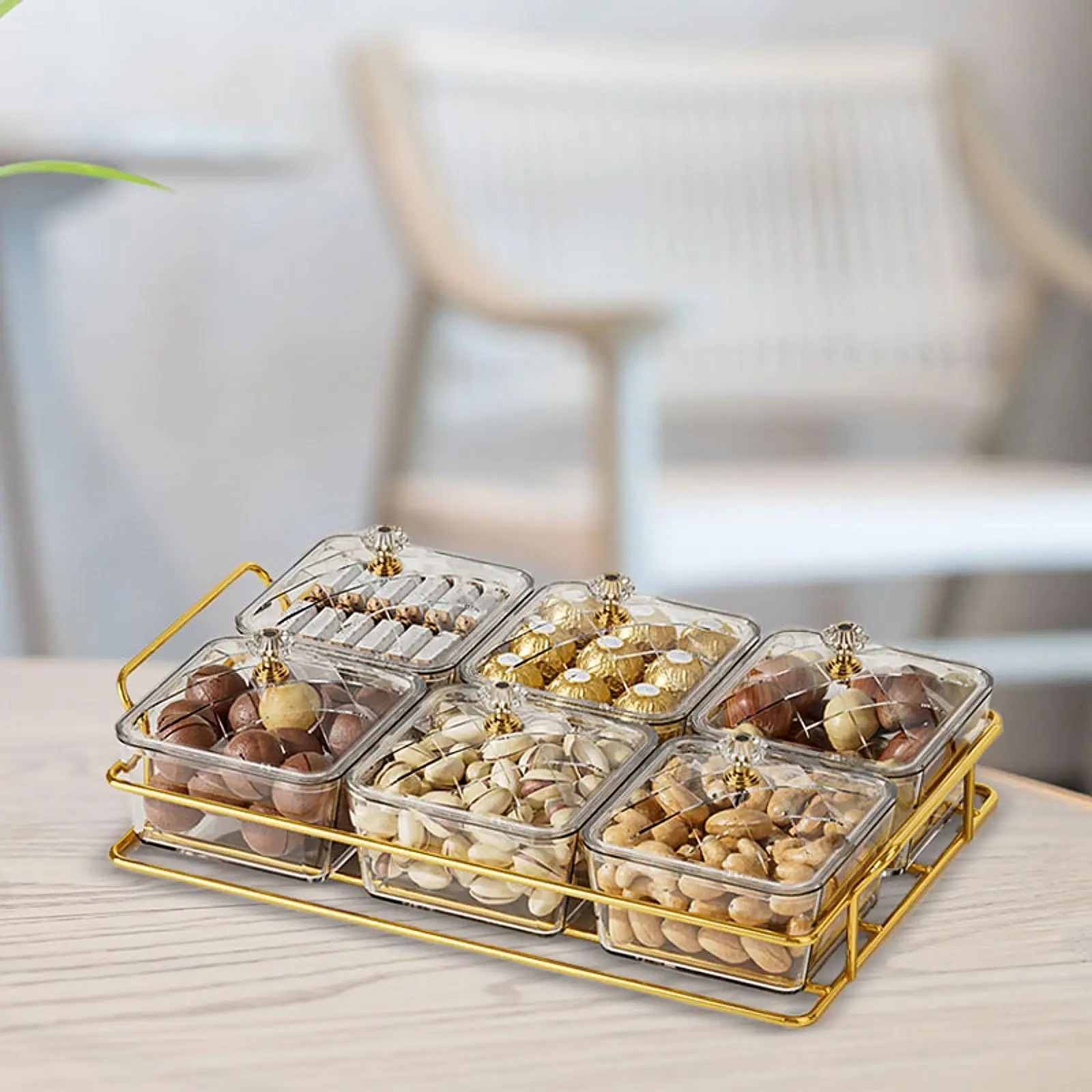 Dry Fruit Tray with Lid Decoration Food Display Dish Divided Snacks Dish for Centerpiece Dining Room Festive Desktop Restaurant
