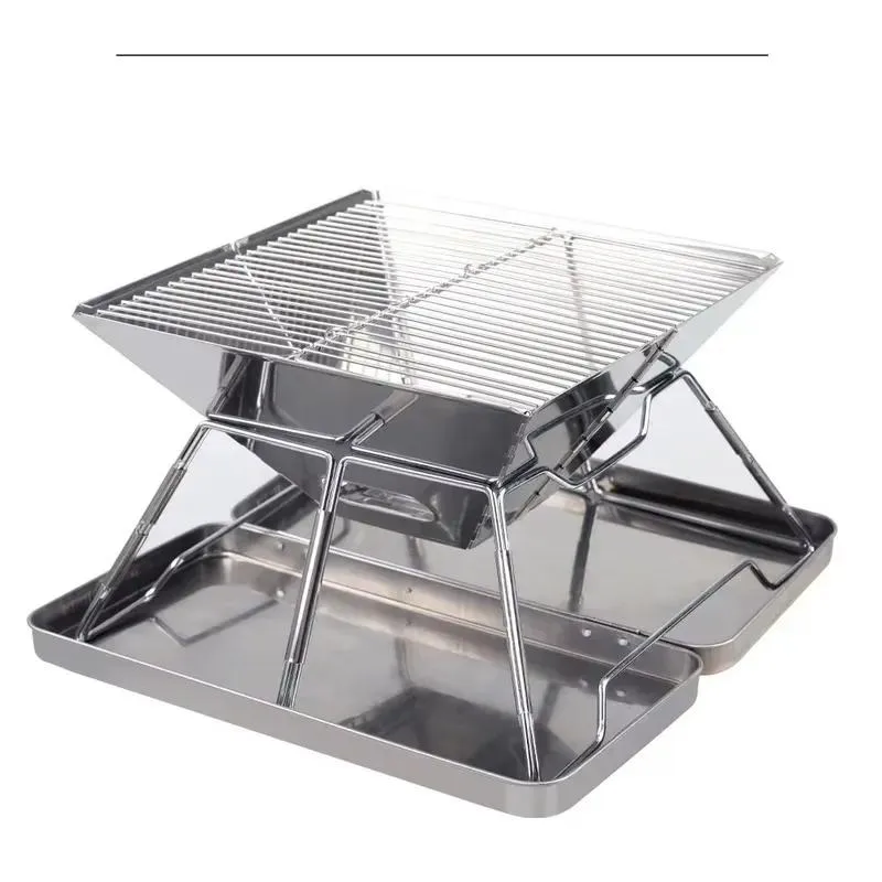 Portable Foldable Stainless Steel Outdoor Grill Medium Size for Picnic Camping BBQ