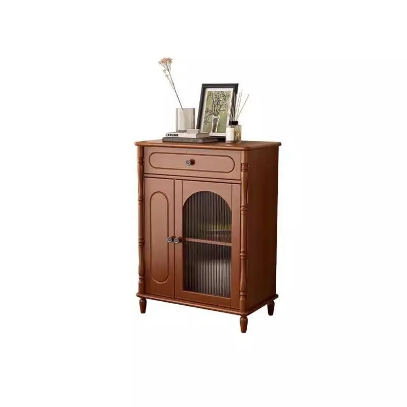 

Medieval style living room solid wood storage locker integrated against the wall household kitchen side cabinet shelf